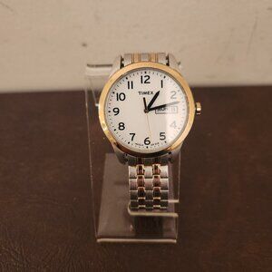 TIMEX MEN'S TWO-TONE SPORT INDIGLO WR 30M NEW BATTERY - PREOWNED